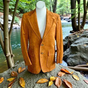 Men's Vintage 80s Rust Brown Ultrasuede 2 Button Blazer Sports Coat 38 -40 R
